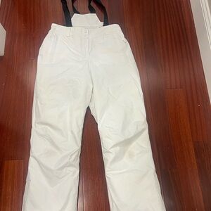 White Snow Pants with detachable bibs Black Straps